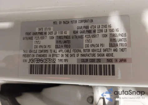 2019 Mazda Cx-5 Sport z USA, uszkodzony, nr VIN JM3KFBBM5K0676182